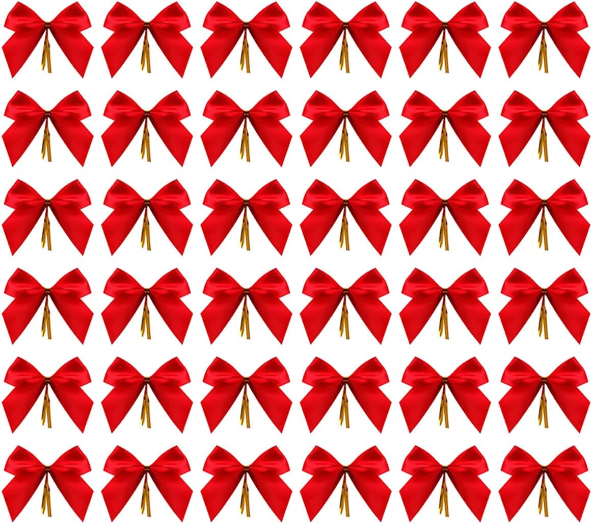 Bows & Ribbons - 36 Pack Christmas Bow Christmas Tree Bows Wreath Bows,Mini Bowknot Craft Gift Ornament Christmas Tree Hanging Deco