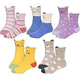 Hzcojulo Kids Toddler Big Little Girls Fashion Cotton Crew Cute Socks -5 Pairs