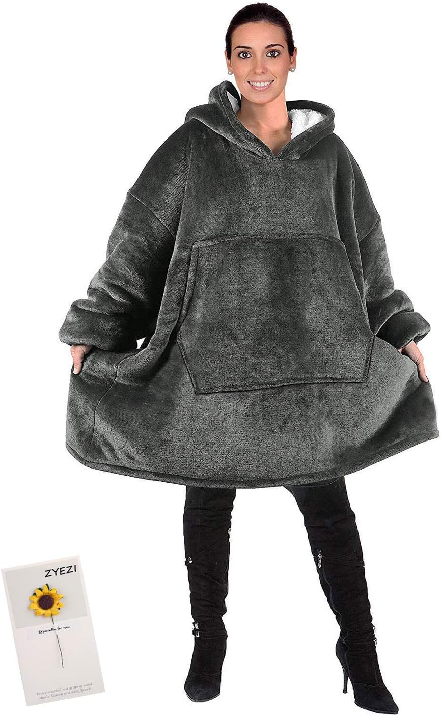 ZYEZI Sweat À Capuche Robe, Sweat Couverture Couverture À Capuche Avant
