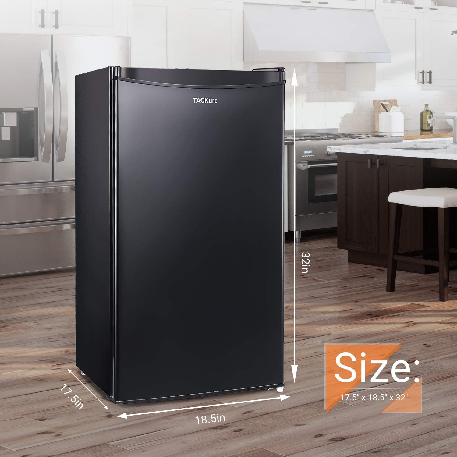 TACKLIFE Compact Refrigerator, 3.2 Cu Ft Mini Fridge with Freezer, Energy Star Rating, Low noise, for Bedroom Office or Dorm with Adjustable Temperature, Removable Glass Shelves- MPBFR321: Appliances