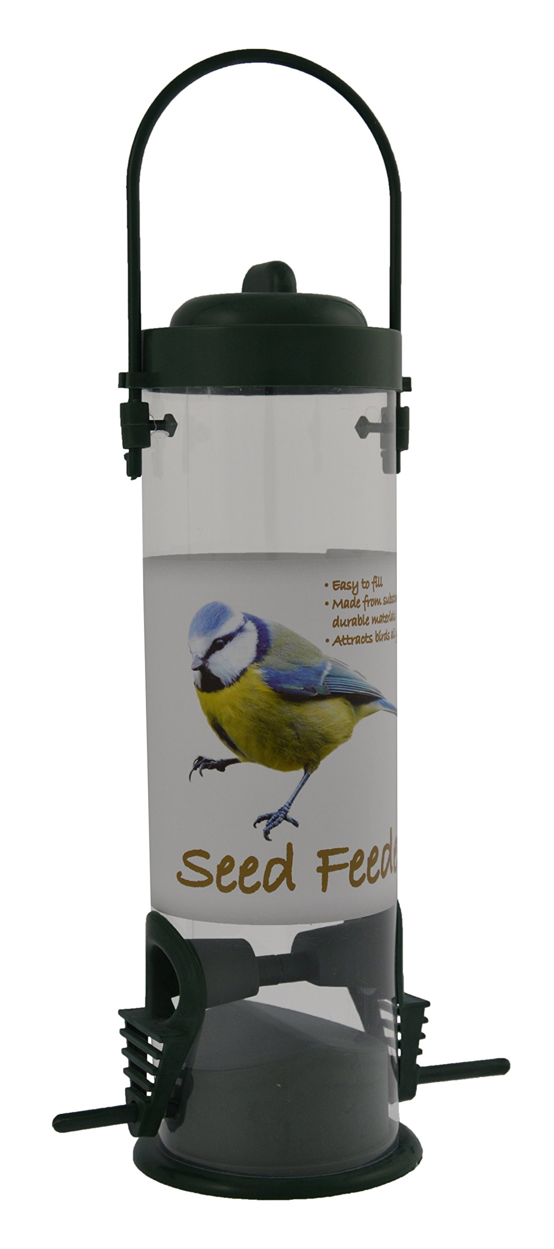 Green Jem Plastic Seed Wild Bird Feeder, Green, 13x7.5x24 cm