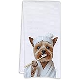 Cabana Bro Funny Yorkshire Terrier Gifts Bathroom Hand Towels, Dog Bathroom Decor, Yorkie Gifts for Women Dog Lovers Decorative Hand Towels for Bathrooms Washroom Spa Dorm, 16x24 Inch