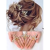Heread Crystal Bride Wedding Hair Pins Rhinstones Bridal Hair Accessories Head Piece for Women and Girls (Pack of 3) (C Gold)