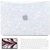 B BELK Compatible with MacBook Air 13 inch Case 2026 2025 2024 2023 2022 M4 M3 M2 A3240 A3113 A2681, Plastic Hard Shell + Keyboard Cover + Screen Protector for MacBook Air 13.6 inch Case, Shiny Pearl
