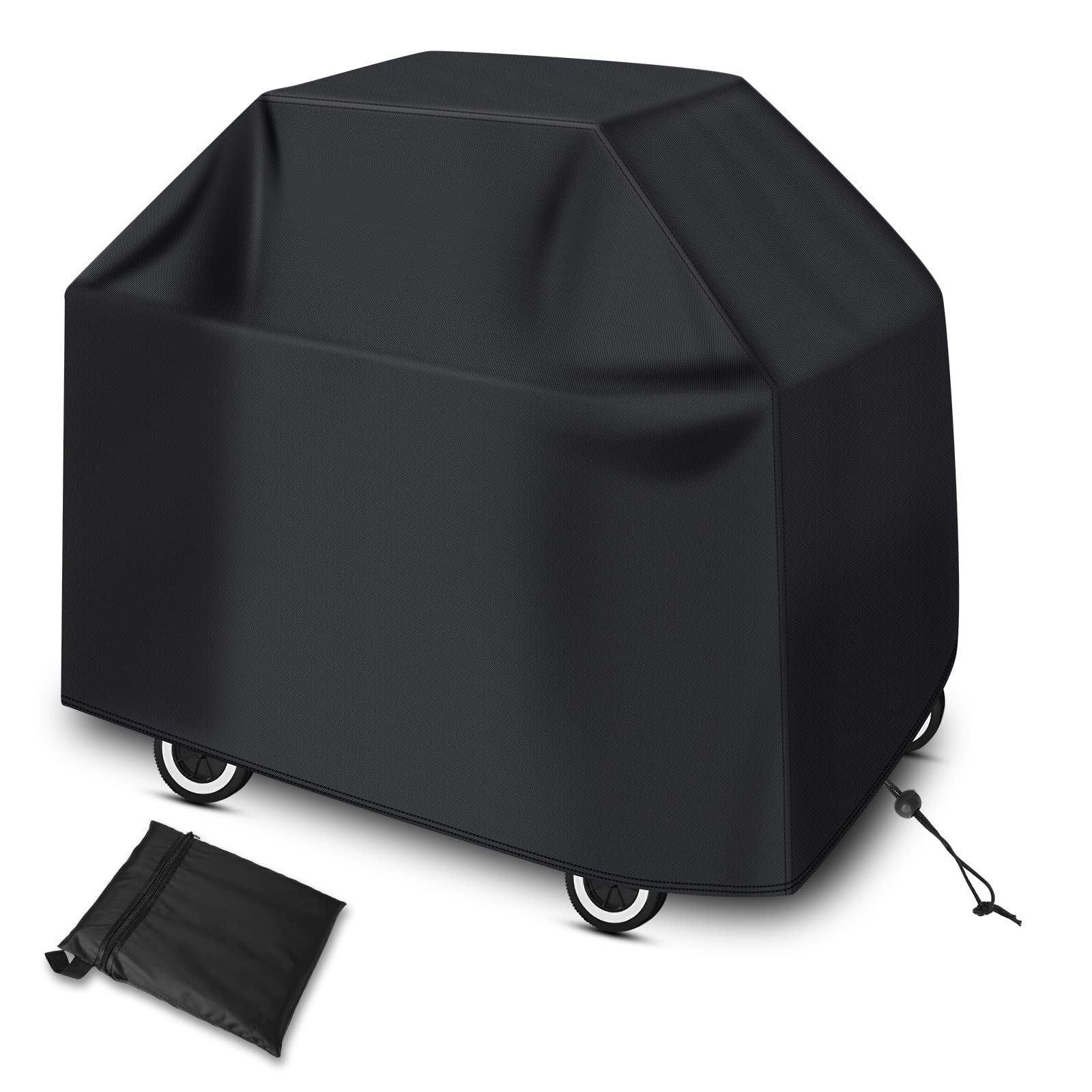 Diboniur Barbecue Cover Weatherproof, Grill Cover 210D Oxford, Weather Cover BBQ Waterproof, Windproof, Dustproof (147 x 61 x 117 cm, Black)