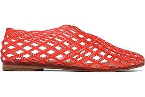VORISVINA Red Jelly Mesh Ballet Flats for Women Adult Clear Hollow Jelly Sandals Beach Ballerina Jellies Shoes