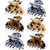 WILLBOND 6 Pieces Medium Hair Claw Clips for Thin Hair 2.6 Inch Tortoise Shell Clip Banana Jaw Hairpin French Style Barrettes Head Accessories for Women Girls(Fresh Pattern)