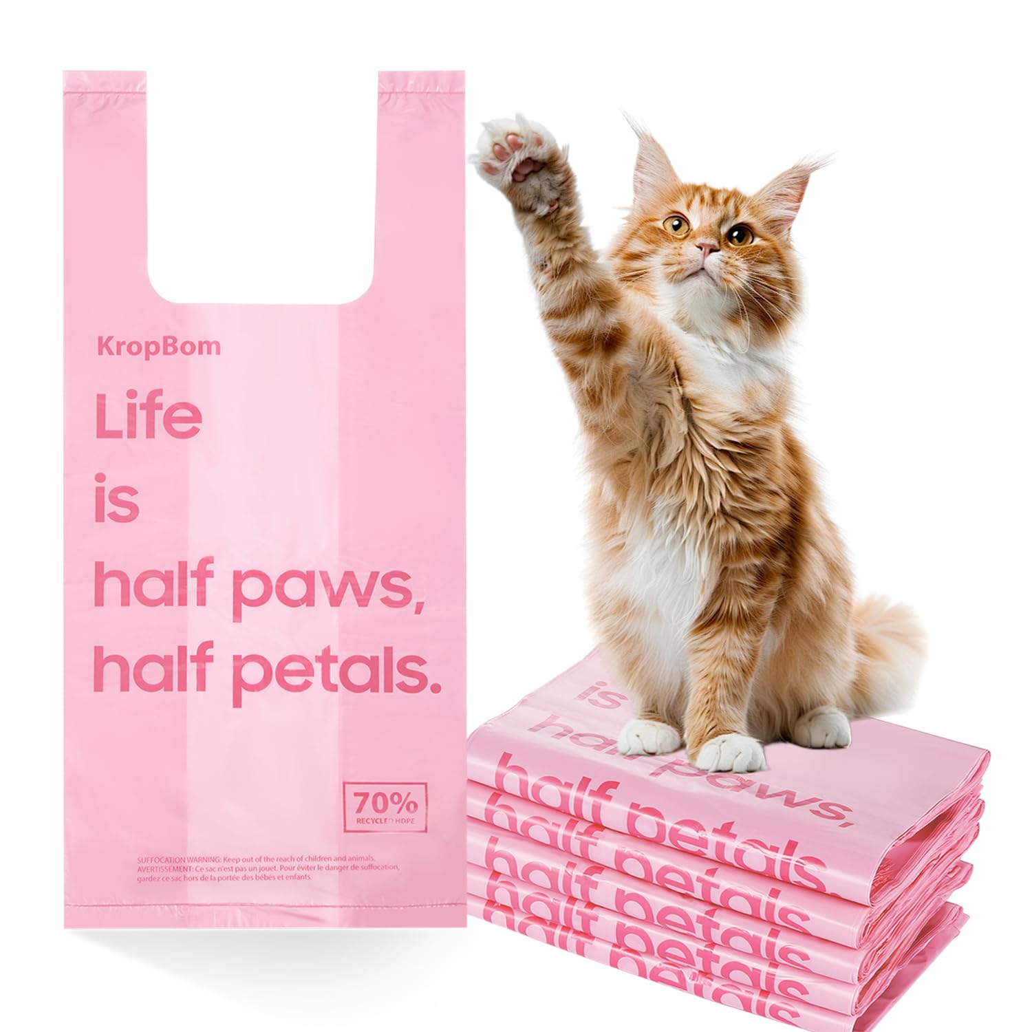 Photo 1 of 125 Count Cat Poop Bags Cherry Blossom Scented with Handles, Disposable Litter Bags for Pet Poop, Extra-Thick Dog Kitty Waste Bags Easy Tie Leak-Proof Strengthen, Pink