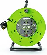Status 4 Socket Cable Reel 25m Green 13A Outdoor Extension Lead