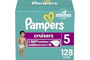 Pampers Cruisers Diapers - Size 5, One Month Supply (128 Count), Disposable Active Baby Diapers with Custom Stretch