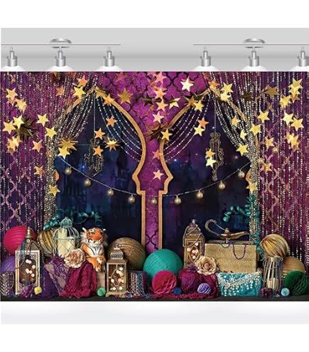 thumbnail image 2 of AOFOTO 20x10ft Aladdin's Genie Lamp Backdrop - Magic Desert Photography Background For Fantasy Arabian Nights Theme 2 of 13
