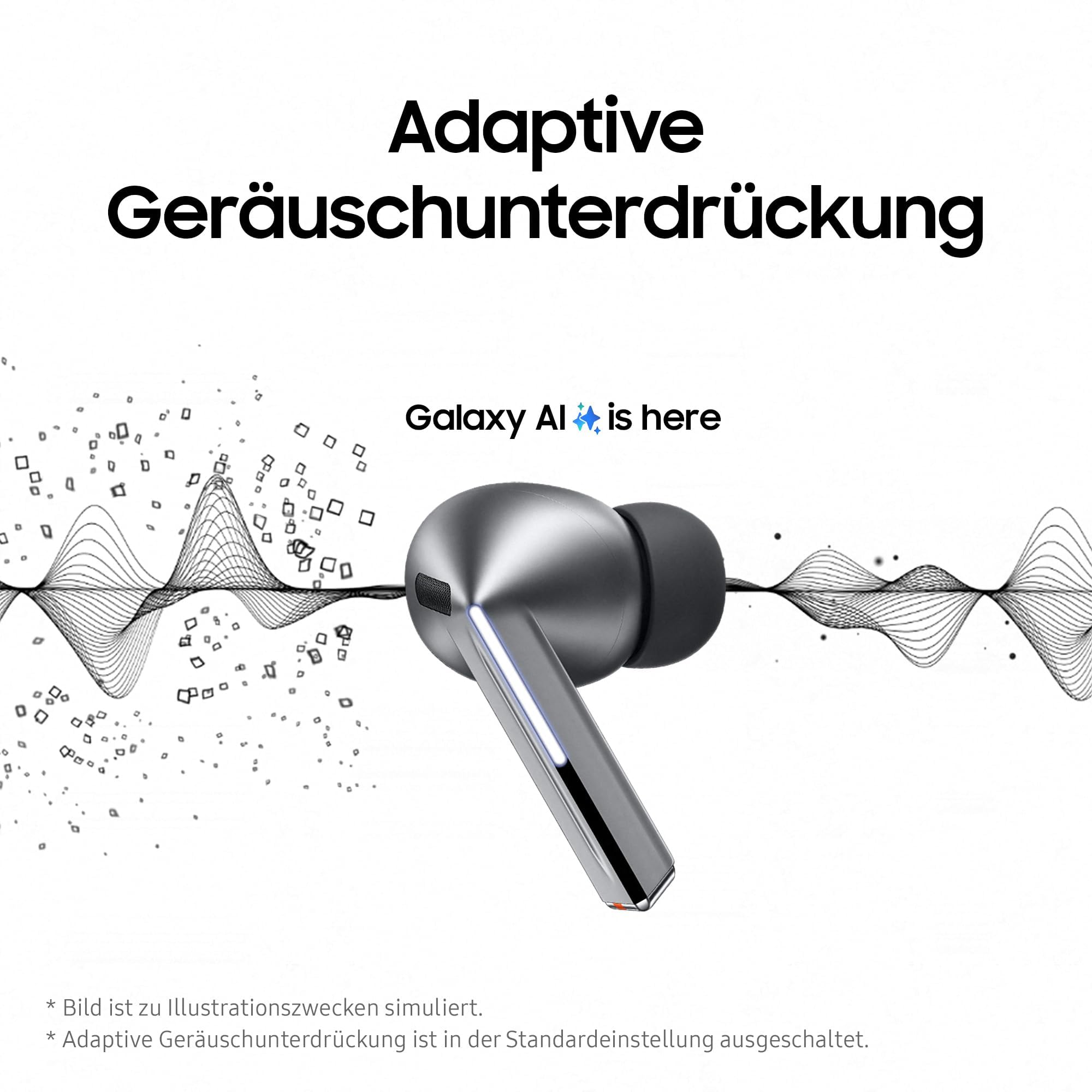 Samsung Galaxy Buds3 Pro Kabellose Bluetooth-Kopfhörer, Active Noise Cancelling (ANC), Adaptive Geräuschunterdrückung, 360 Audio, In-Ear-Kopfhörer mit Hi-Fi-Sound, White, Inkl. Anymode Clear Cover 5