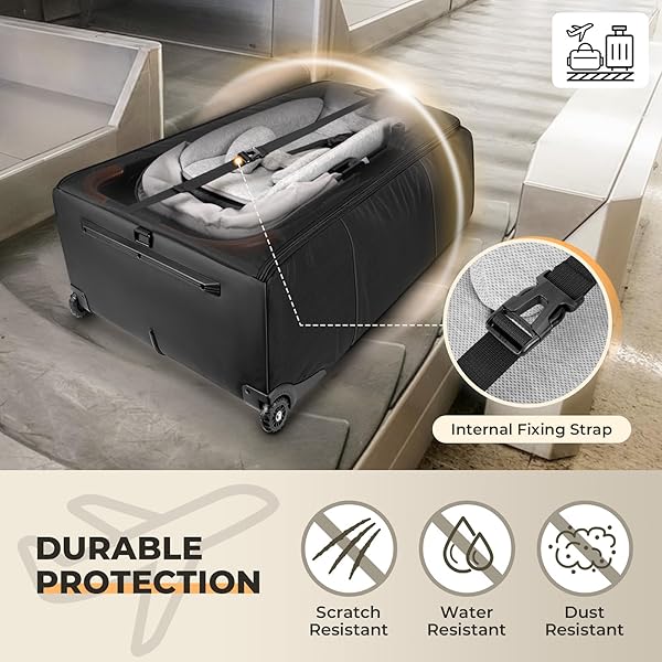 YOREPEK STROLLER BAG COMPATIBLE WITH UPPABABY VISTA V2/V3 AND CRUZ V2 (NO WHEEL REMOVAL NEEDED), PADDED STROLLER TRAVEL BAG WITH WHEELS, FOLDABLE STROLLER COVER WITH STORAGE POCKET, ALL BLACK