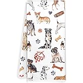 JOQUXI Dog Kitchen Towels, Cute Puppy Print Decorative Hand Tea Towels for Bathroom, Dog Mom Lovers Owner Gifts Dish Towel Dishcloth, 16x24 Inch