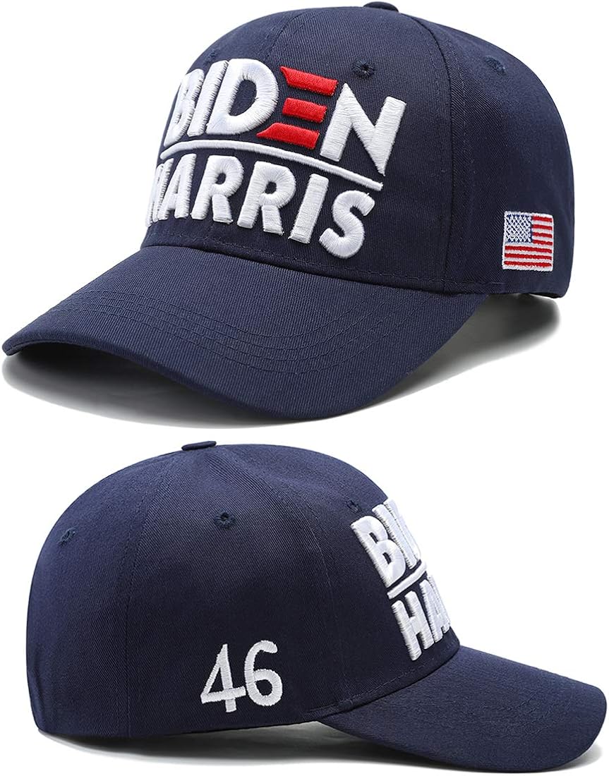 Joe Biden Harris 2020 Hat for 46th President Election Dimensional Embroidery Cotton Baseball Cap with American Flag: Clothing