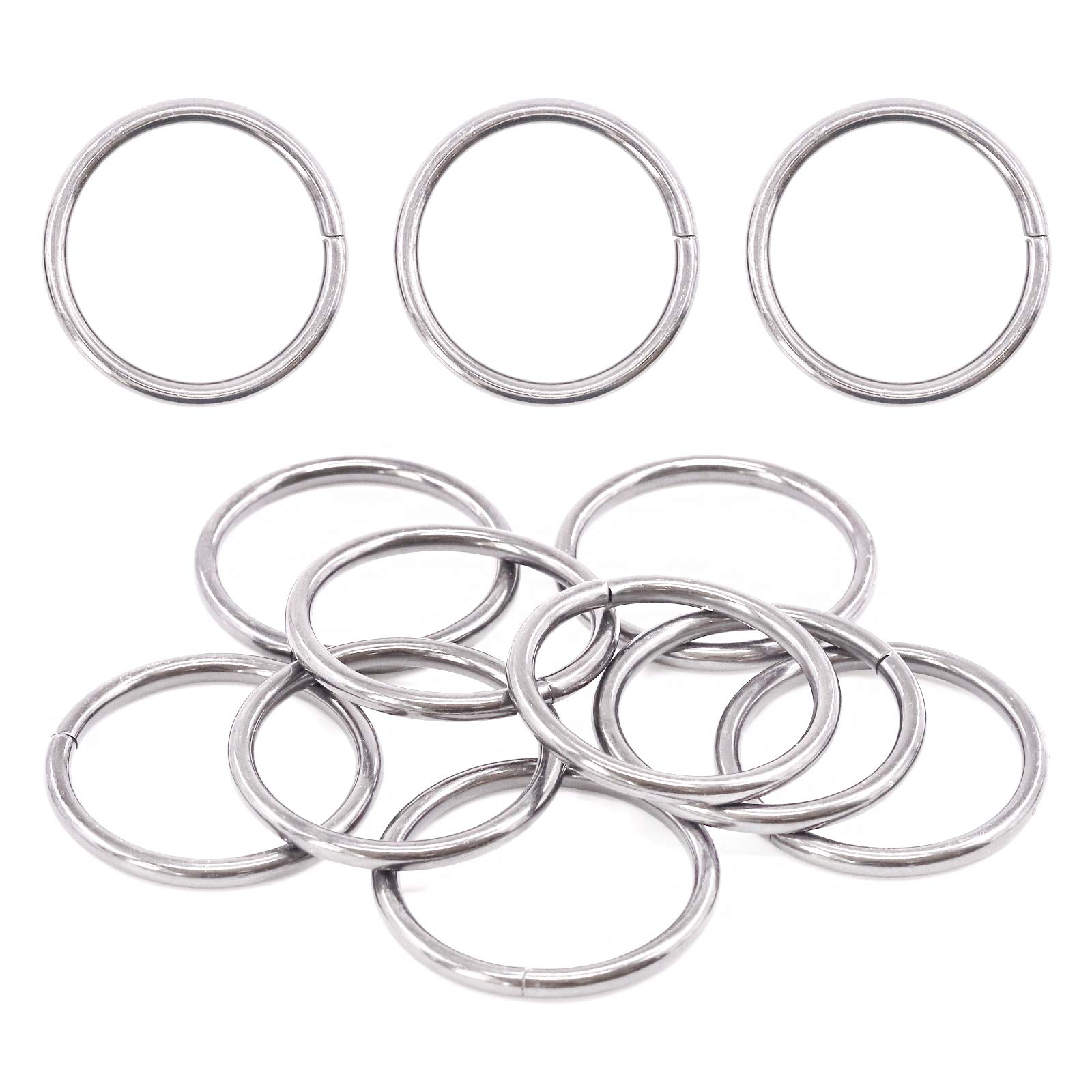 Swpeet 60Pcs Heavy Duty 3/2 Inch - 38mm Sliver Multi-Purpose Metal O Ring Metal Rings for Hardware Bags Ring Hand DIY Accessories Keychains Belts and Dog Leas (Sliver, 3/2 Inch)