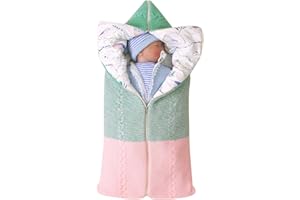 Newborn Baby Swaddle Blanket, Thick Warm Strollers Knit Blanket Plus Velvet, Baby Kid Toddler Fleece Sleeping Bag Sleep Sack 