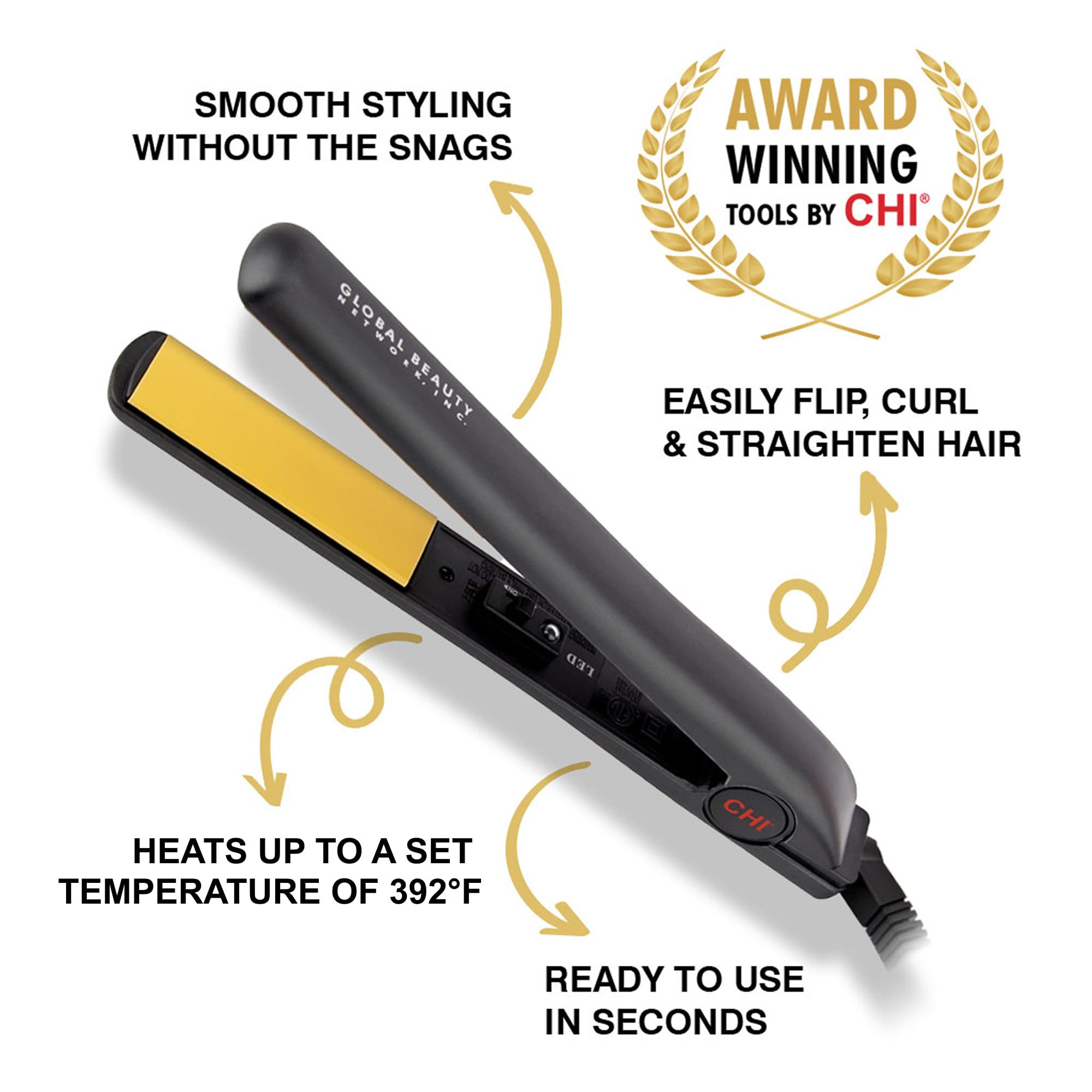 CHI Tourmaline Ceramic Series Flat Iron, Hair Straightener for Silky Smooth Hair, Ideal for Straightening Or Curling Hair