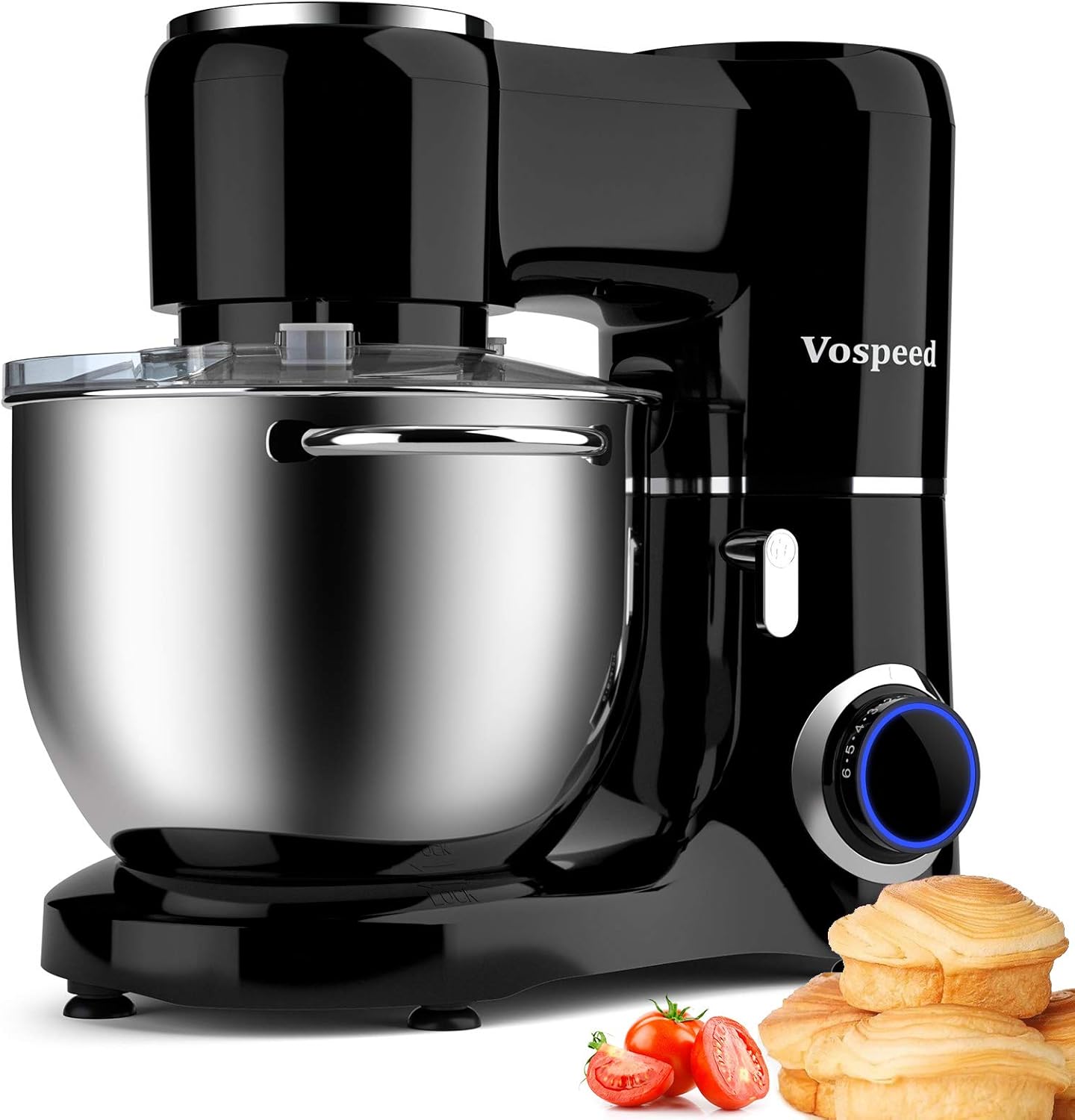 Vospeed Stand Mixer 8L Cake Mixer Electric Kitchen Food Mixer with Stainless Steel Bowl, Beater, Dough Hook