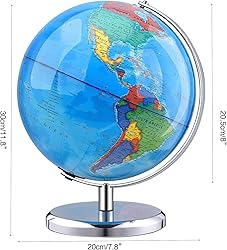 World Globe with Stainless steel Stand Rotating