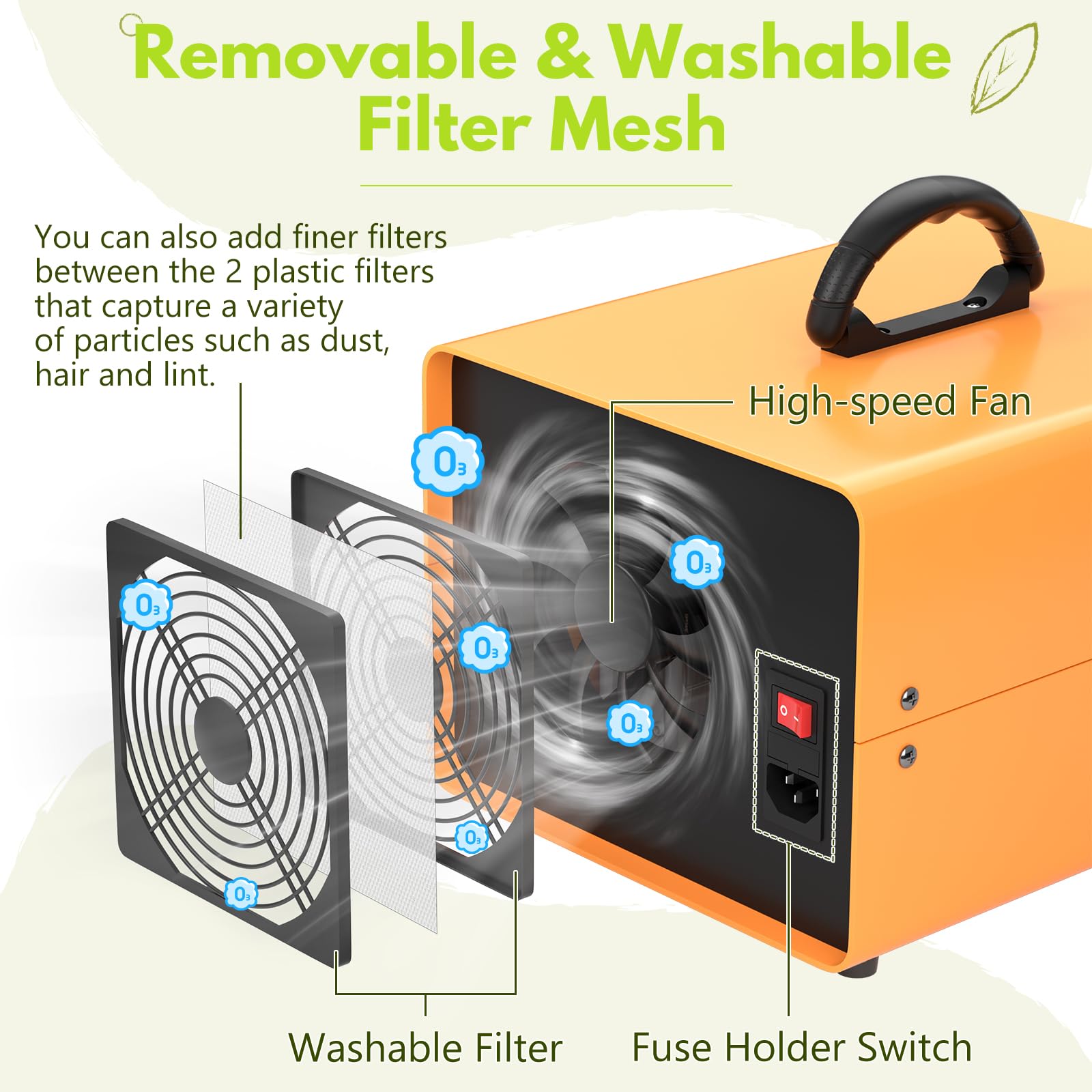 Commercial Ozone Generator Machine 50g Powerful Odor Removal Portable Ozone Air Purifier for Home Industrial Office Factory