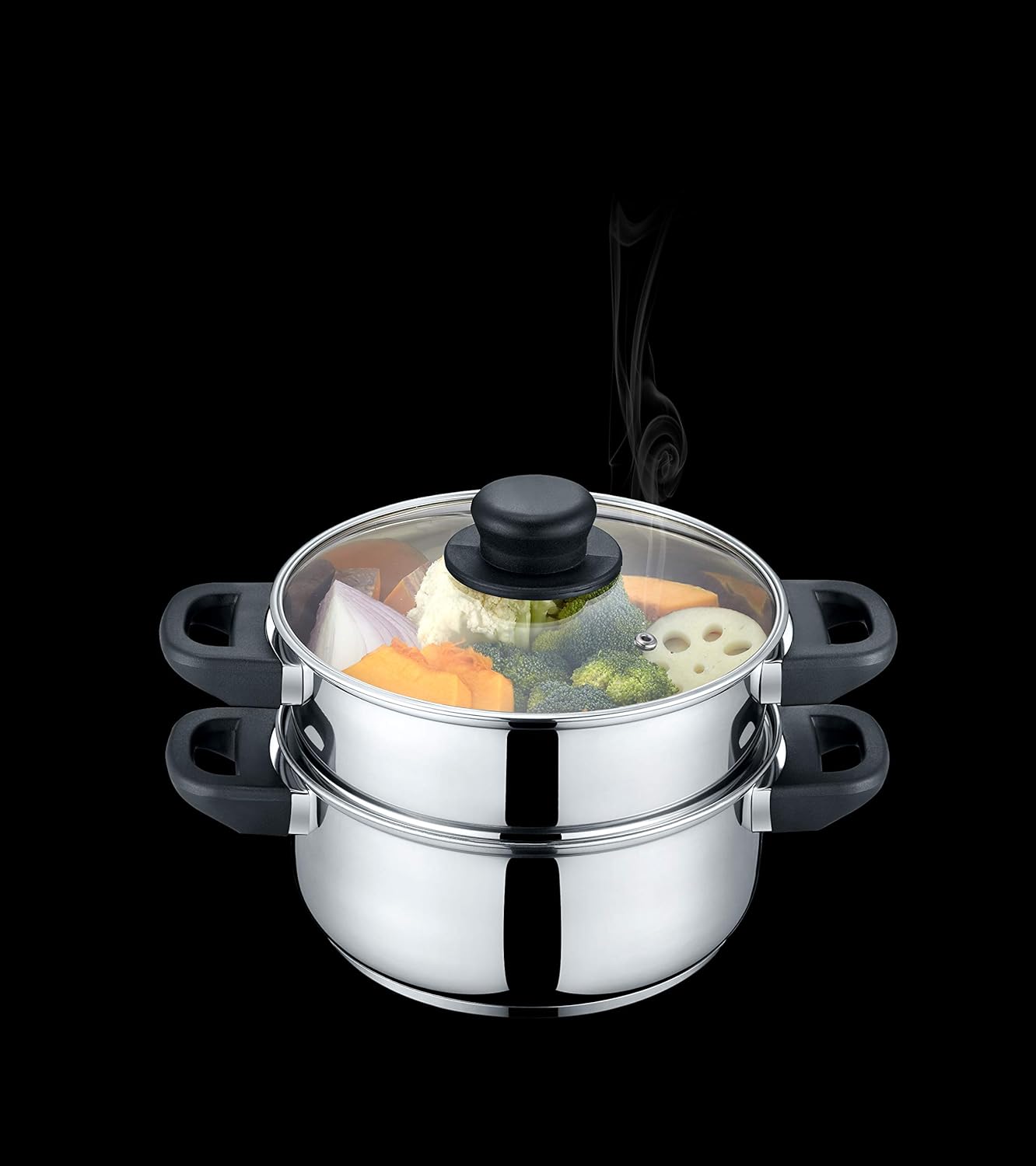 CONCORD 3 Quart Stainless Steel 3 Piece Steamer Cookware Set (INDUCTION COMPATIBLE): Kitchen & Dining