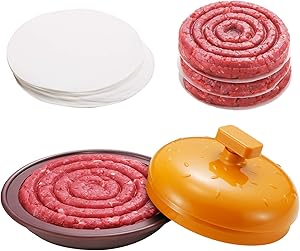 Unicook Burger Press, Non-Stick Hamburger Patty Maker Press with 100 Wax Patty Papers, Making ¼ to ½ Pound Professional Stuffed Burgers Patties, Perfect for Kitchen, BBQ and Grilling