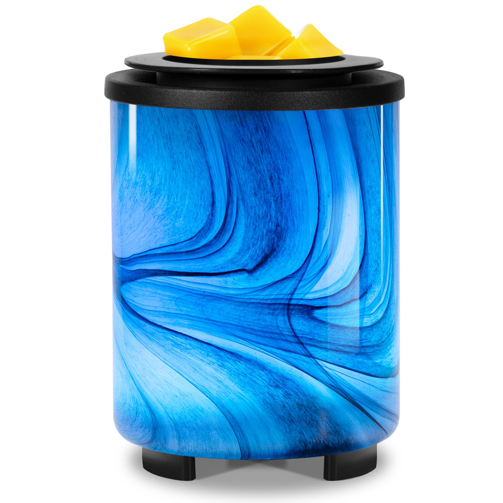 Wax Melt Warmer for Scented Wax, Electric Art-Glass Wax Melt Warmer with Removable Silicone Dish and Stable PTC Heating Element, 7 Colors Changing LED Night Light Wax Warmer for Home Office Décor Gift