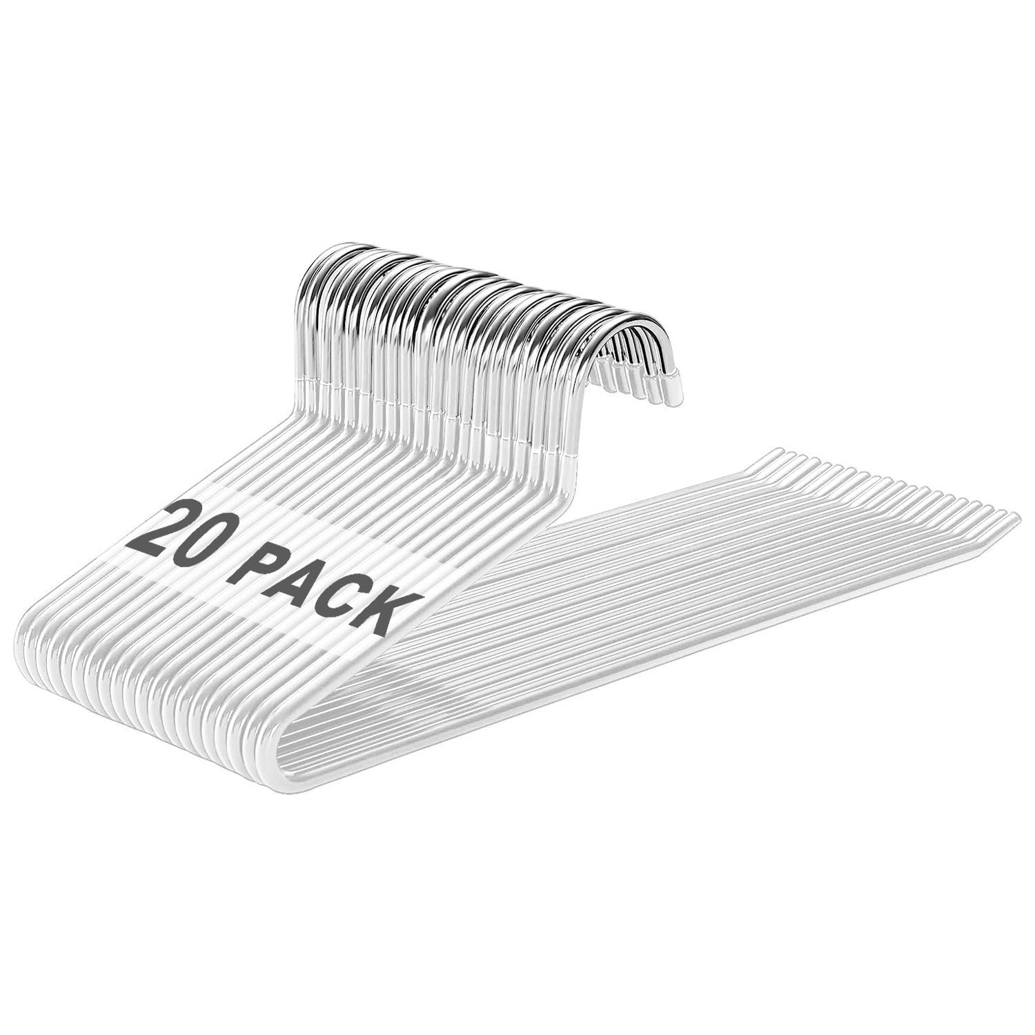 devesanter Trouser Hangers, Pack of 20, Metal Hangers, Open, Space-Saving, Multifunctional Hangers for Trousers for Trousers, Jeans, Towels, Scarves (White)