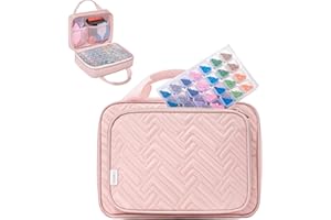 Leudes Diamond Painting Storage Containers, 60 Slots Bead Storage Box for Diamond Art Kits Accessories Organizer Case (Pink-2(60 Jars))