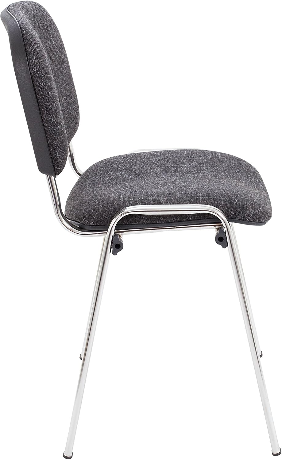 Office Hippo Heavy Duty Stackable Reception Chair, Chrome Frame, Fabric, Charcoal, Pack of 4 - Image 4