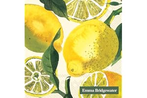 IHR 20-Count 3-Ply Cocktail Beverage Paper Napkins, 5 x 5-Inches, Lemons