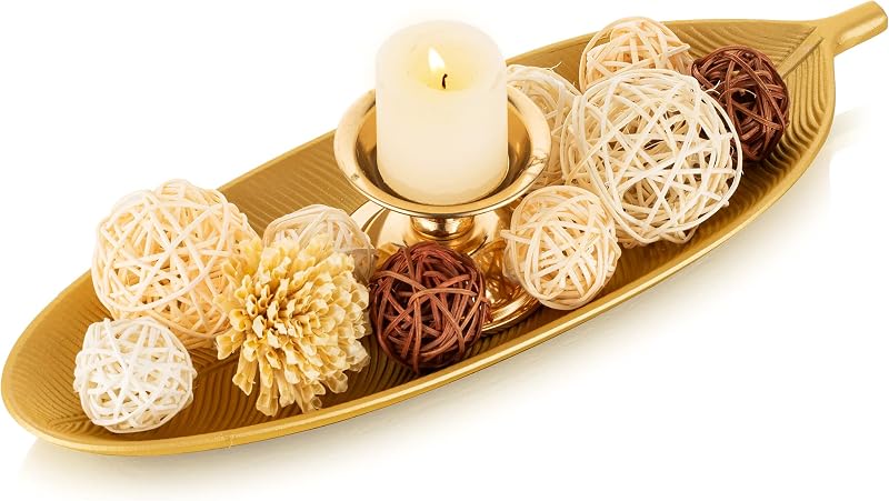 Hanobe Decorative Leaf Bowl Tray Gold Jewelry Dish Home Decor