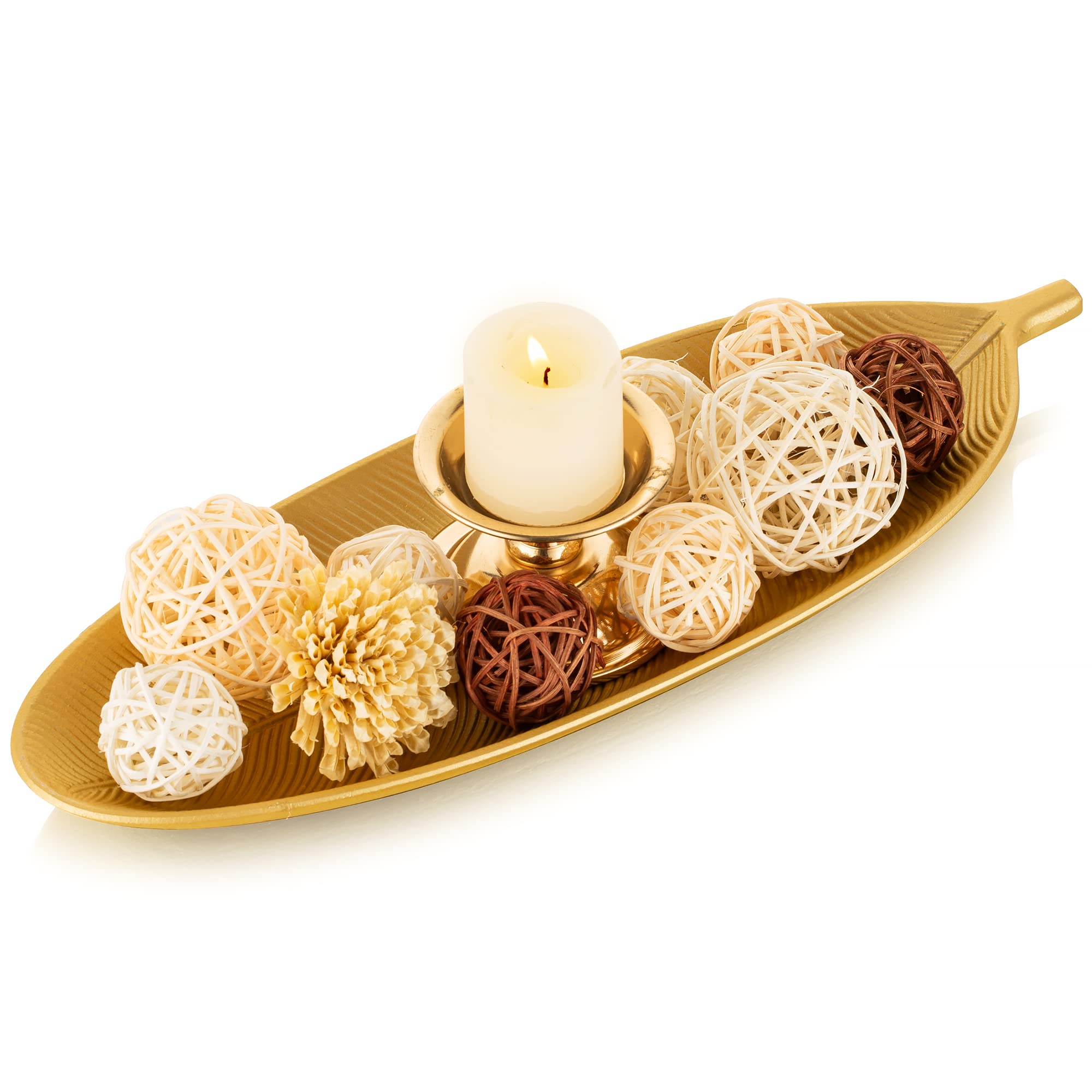 Hanobe Decorative Bowl Leaf Tray: Leaves Key Bowls Gold Jewellery Dish Home Hallways Decor for Crystal Fillers Candle Holder