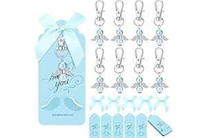 MOVINPE Thank You Gift in Bulk, Angel Keychains Plus Bows Plus Angel Wing Thank You Tags, Guest Return Gifts for Baby Shower