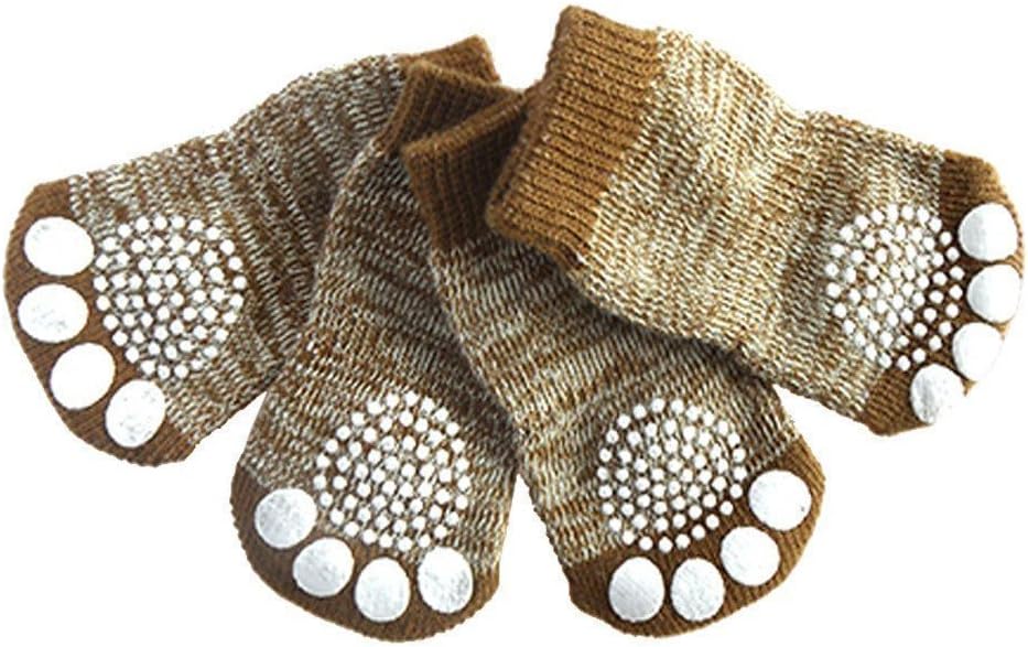 Mable Ruth Pet Dog & Puppy Nonslip Socks - Comfortable Shoes Boots with Rubber Reinforcement - Set of 4 Breathable Soft Traction Knit Socks for Dogs - Sock Design for Pet Dogs