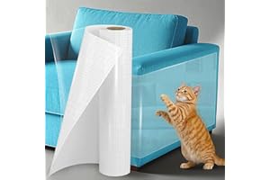 T&W SAME FILM Thicken Vinyl Anti Cat Scratch Furniture Protector，165’’ X 12.4’’ Cat Scratch Deterrent for Furniture, Single Side Couch Protector for Sofa, Couch, Carpet, Door and Chair