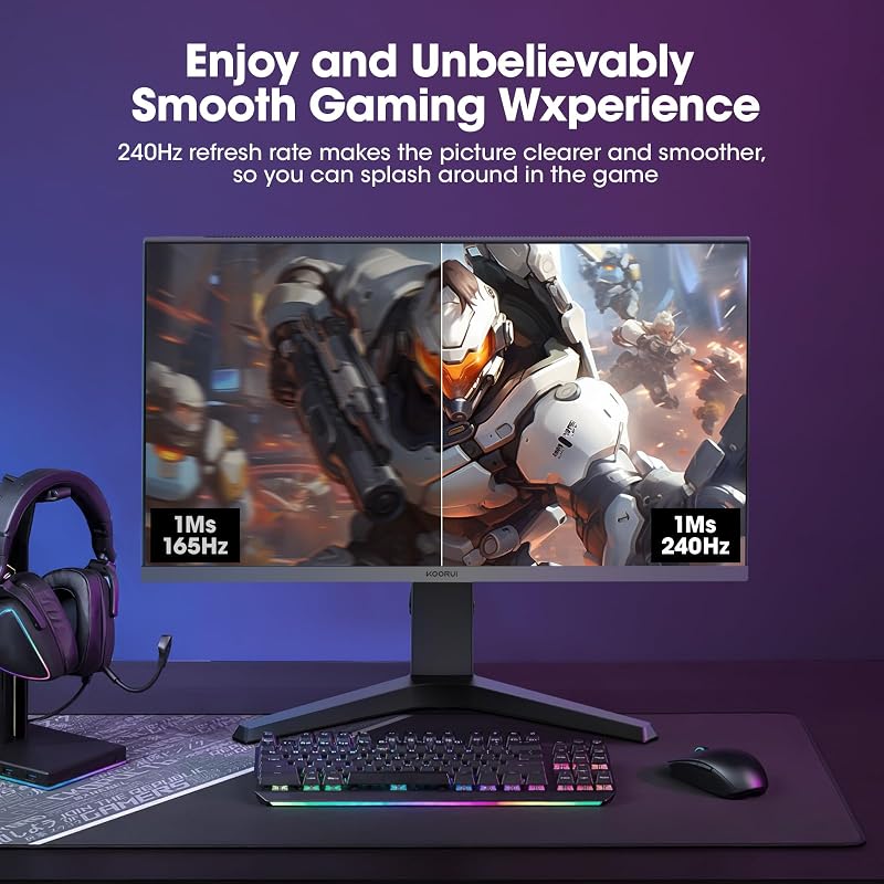 Ecran PC Gamer 27 Pouces - écran WQHD PC, 240Hz, 1ms, Adaptive Sync, Compatibilité Gsync, (2560x1440, HDMI, DisplayPort, HDR 400) Noir/Rouge