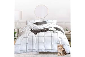 HOUSERI Jumeey Plaid Duvet Cover Queen Black and White Bedding Grid Duvet Cover Full Bedding Set Women Men Teen Boys Buffalo Plaid Duvet Cover Gingham Bedding Queen Simple Checkered Bed Duvet Cover Full Size