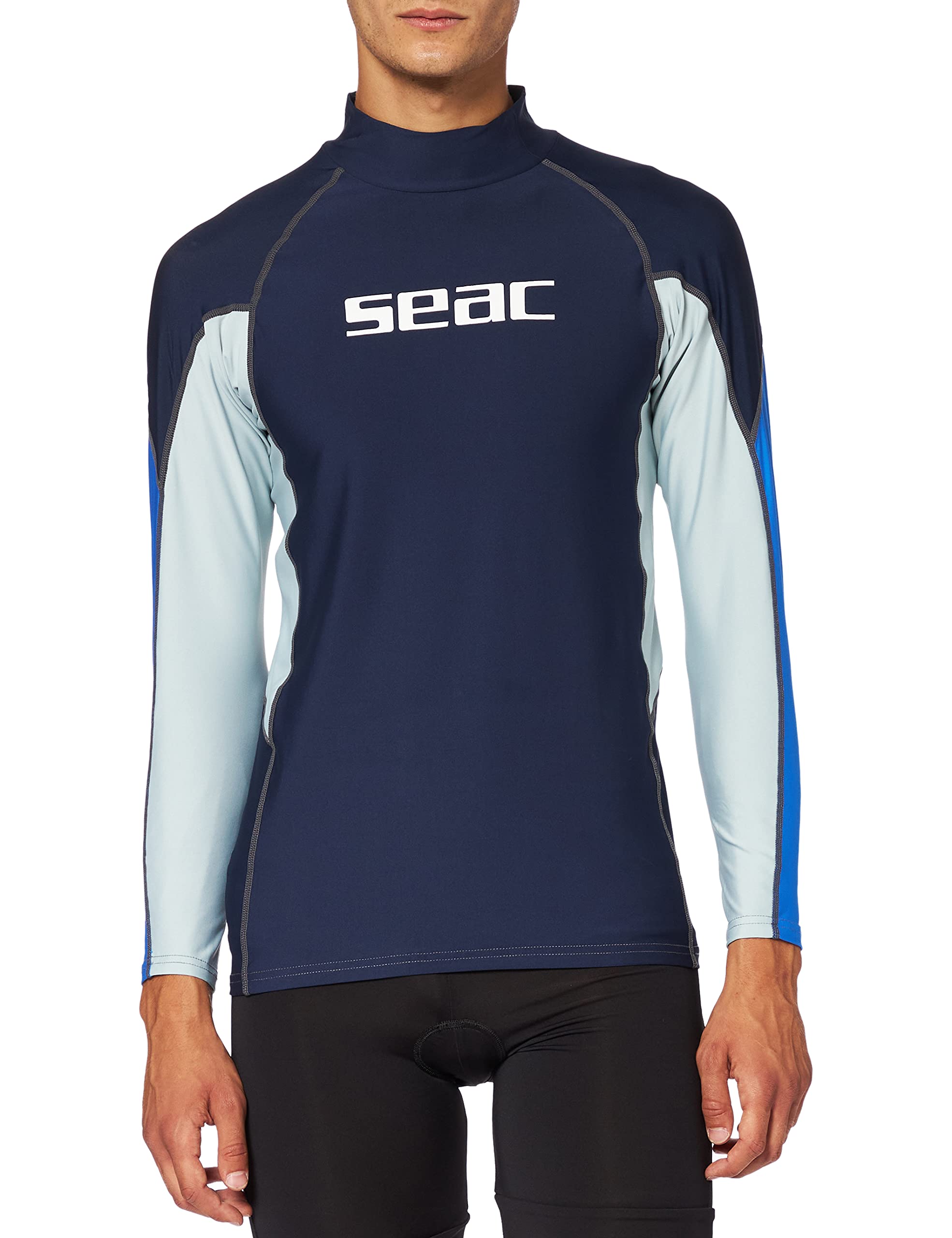 SEAC Men's RAA Long Evo Men s Long Sleeve Rash Vest UV Swim and Snorkeling Top, Blue, L UK