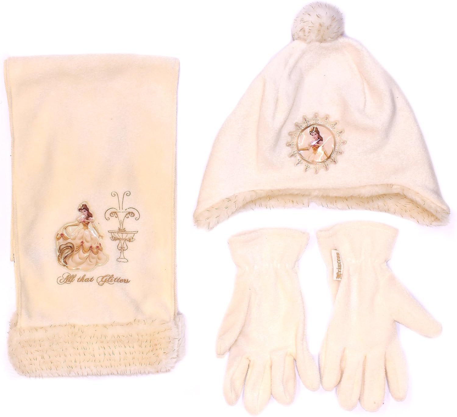ladies cream hat scarf and gloves set