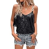 Womens Sequin Top V Neck Strappy Sparkle Camisole Glitter Sleeveless Tanks Tops