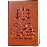 JOHSBYD Lawyer Gifts Leather Notebook Always Remember You’re Braver Than You Believe Leather Journal Notebook Law School Graduation Gifts Future Lawyer Gifts (Brown)