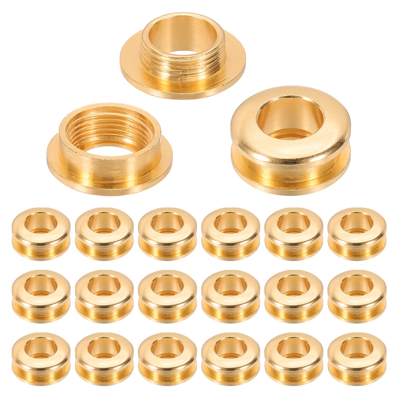 PATIKIL 8mm(1/3 inch) Solid Brass Hole Eyelets, 20 Pcs Arc Surface Self Backing Grommets with Washer for Shoes Clothes Crafts Bag Leather Craft, Light Gold