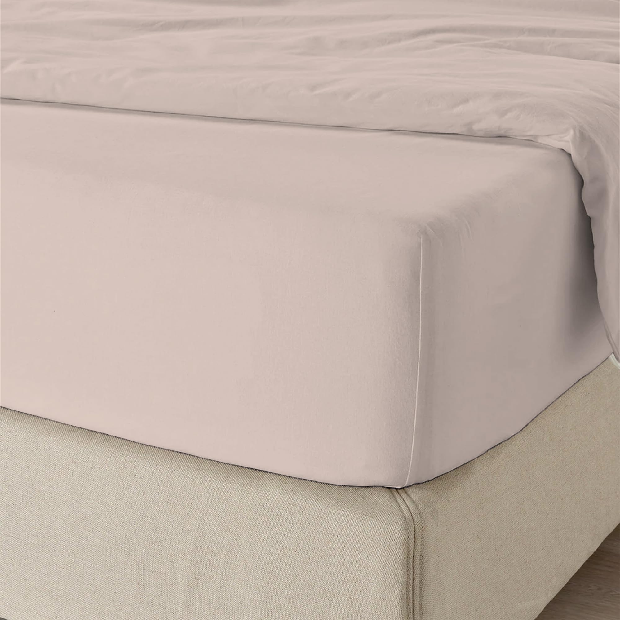 Purity Home 100% Cotton Double Fitted Sheet Deep Fit 140x200cm– Blush, 400 Thread Count Sateen Weave, Soft & Silky Long Staple Cotton Bed Sheets Double Bed, 38cm Deep Pocket, True Grip Elastic Corners