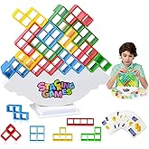 64 PCS Balance Stacking Blocks Game, Stacking Games for Adults, Stack Game for Adult & Kids, Tetra Board Tower Games for Fami