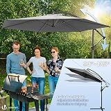 VOUNOT 3m Cantilever Garden Parasol with Crank Tilt 360° Grey view 3
