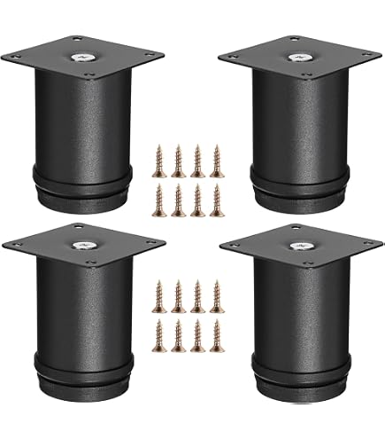 Adjustable Aluminum Furniture Legs – 4-Pack 80x70mm Cabinet Feet With 0-15mm Leveling, Black Finish, Includes Screws, Load Capacity 60kg