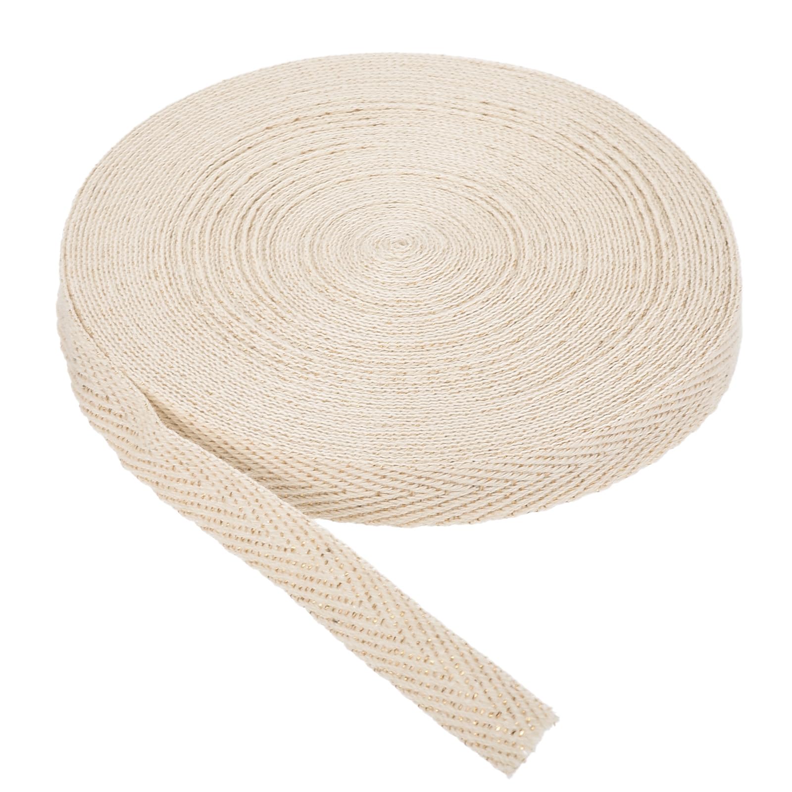 PATIKIL Cotton Twill Tape 10mm(3/8 Inch) 10 Yards Cotton Ribbon Bias Binding Tape Herringbone Webbing Trim for Sewing Gift Wrapping Craft DIY Light Apricot - 9m