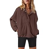 Nirovien Womens Fleece Pullover Long Sleeve Sherpa Jacket Button Down Fuzzy Sweatshirt Warm Outwear with Pockets